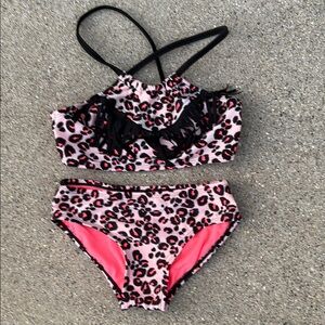 Art Class Pink and Black Leopard Bikini